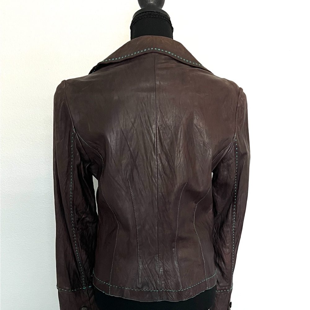 Women's Brown Leather Jacket - Picture 5 of 8
